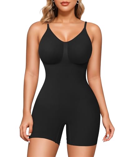 Nebility Shapewear Bodysuit for Women Tummy Control Body Suit Seamless Sculpting Body Shaper Mid Thigh Shorts