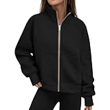 Genérico Cazadora Mujer Color Liso - Ropa Mujer Sin Capucha Cremallera, Chaquetas Casual Classic, Bombers con Bolsillo Adecuados para Primavera Y Otoño Negro S