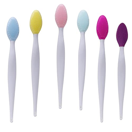 SYXLS 6 Pièces Pinceaux à Lèvres Exfoliants en Silicone, Double Face Brosse de Gommage Lèvres, Silicone Exfoliant Pinceau à Lèvres Outil, Pour Nettoyer Les Points Noirs Cover