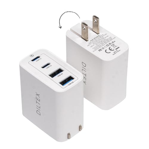 Image of 4USB Ports Gan 40W Foldable Charger 2 Pack - Compact USB-C & USB-A Fast Charger with Smart Power Output for Safe Charging- Charging Block compatible with Apple, Android & Google Devices Simultaneously