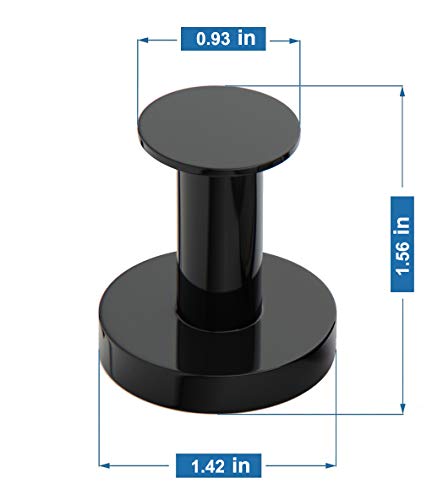 Mavoro Strong Magnetic Hooks for Hanging Coats and Bags. Set of 2 Black Magnet Hooks Heavy Duty Magnets, Neodymium 52 Rare Earth Magnets. Push Pin Style Magnet Hook for Refrigerator, Locker etc