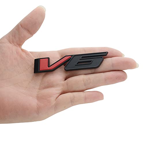 Image of 1pcs V6 Emblem 3D Badge Truck Nameplate Sticker Decal Letter Logo Replacement for 17-21 V6 (Black Red)