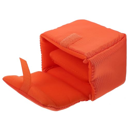 Funda para lentes de cámara fotográfica naranja de poliéster con protección antivibración