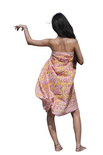 Summer Travel Lightweight Handmade Sarong Wrap Beach Lover’s Gift Pack – Ethnic Print Scarf Gift for Her – Floral Soft Cotton Sarong Beach Cover‑Up