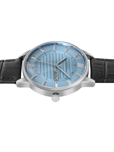 Image of French Connection Textured Sky Blue Round Dial with Black Leather Strap Watch - for Mens FCN0123BL