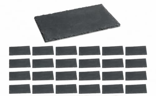 Deconation Lot De 24 Assiettes De Présentation En Ardoise - L 22 X L 14 Cm - Noir