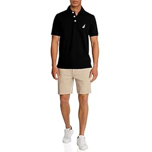 Nautica Men’s Short Sleeve Solid Stretch Cotton Pique Polo Shirt
