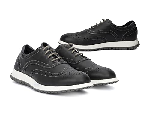 Xray Footwear Boy's Wilder Casual Shoe, Lace Up, Flat Sole, Wingtip Toe, Thermoplastic Rubber Outsole; Size 11 Black/White #TOP2