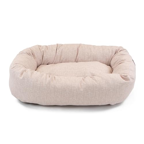 Image of Majestic Pet 32 Inch Bagel Calming Dog Bed Washable - Cozy Soft Round Dog Bed with Spine Support for Dogs to Rest Their Head - Fluffy Donut Puppy Mat 32x23x7 (Inch) Medium - Pink