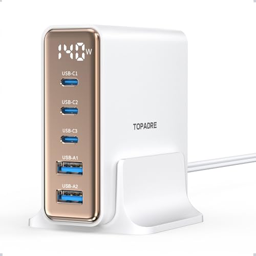 TOPADRE 140W 急速充電器 USB充電器 (100W Max*USB-C*3+USB-A*2) 5ポート PSE認証 Type-c PD 充電器 MacBook Pro/Air、iPhone 15/14/13/Mini/Pro/Pro Max/Samsung Galaxy Note各種デバイス対応 Fast Charging Station 白色 TOPADRE 140W 急速充電器 USB充電器 (100W Max*USB-C*3+USB-A*2) 5ポート PSE認証 Type-c PD 充電器 MacBook Pro/Air、iPhone 15/14/13/Mini/Pro/Pro Max/Samsung Galaxy Note各種デバイス対応 Fast Charging Station 白色