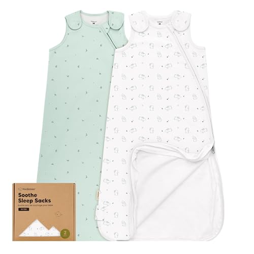2-Pack Organic Baby Sleep Sacks, 100% Cotton - Soft & Breathable 0.5TOG Baby Wearable Blanket, Toddler Sleeping Sack 6-18 Months, Easy to Wear Transitional Swaddles for Newborns, Infants (Bunnies, M)