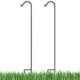 Ashman Black Shepherd Hook 92 Inch, 15MM Thick, Super Strong, Rust Resistant Steel Hook Ideal for Use at Weddings, Hanging Plant Baskets, Solar Lights, Lanterns, Bird Feeders & More (2, Black)