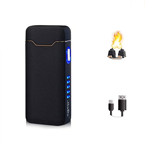 JiaDa Electric Lighter,Metal Plasma USB Rechargeable Lighters Portable Dual Arc Waterproof Matches for Camping Hiking Survival Tactical Black