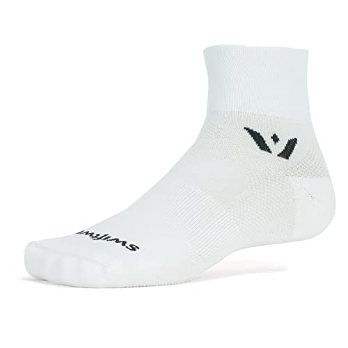Swiftwick- Aspire Two Running & Cycling Socks, Lightweight, Compression Fit (White, Large) #TOP15