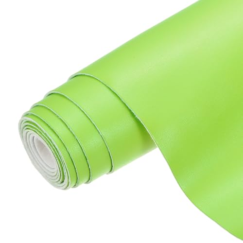 QUARKZMAN PU Kunstlederstoff Nappa-Optik 0,4 Yards Länge 54x14x0,04 Weiches Synthetisches Leder Material Blätter 1mm Dick Für Taschen DIY Basteln Hellgrün