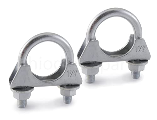 Ohio Diesel Parts Heavy Duty Muffler/Exhaust Clamp 1-1/8" Inch - Saddle Style with U-Bolt -Zinc (2-Pack)