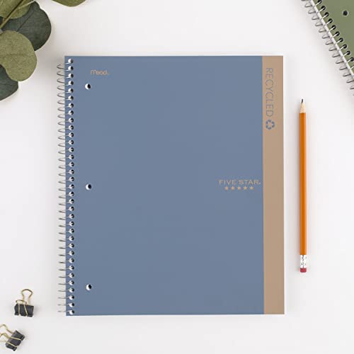 Five Star Spiral Notebook + Study App, Recycled Cover, 4 Pack, 1 Subject, College Ruled Paper, Fights Ink Bleed, Water Resistant Cover, 8-1/2” X 11", 100 Sheets Per Notebook, Assorted Colors (820046) #TOP6