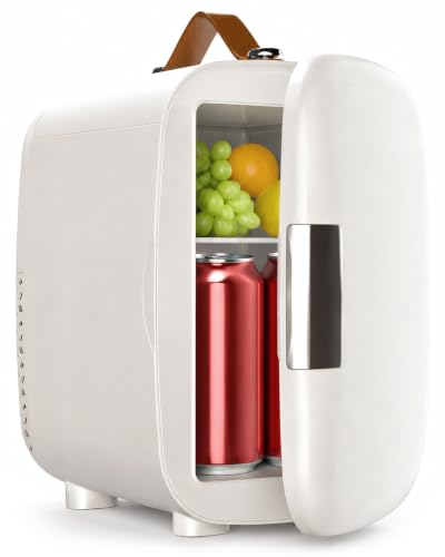 Image of FANSEXPERT Cosmetic Fridge, Portable Mini Fridge for Skincare Food Drinks, 4L/6 Can Electric Plug In Cooler & Warmer, AC/DC Skincare Refrigerator for Bedroom Office Car Dorm (White)