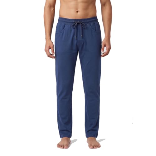Image of Men's Regular Fit PC Denim-Look Track Pants| Lightweight & Breathable Cotton Fabric| Perfect for Casual Outings, Lounge & Night Wear (PC-Denim)