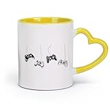 DEBINGY ceramica Tazza da caffè elegante Controller di gioco sospesi Sala giochi Area videogiochi Giocatori Ps （11oz/320ml） per ufficio, casa Giallo