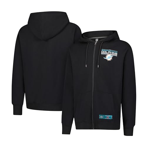 Ultra Game NFL Official Adults Super Soft Supreme Full Zip Hoodie Sweatshirt Jacket - Warm Polyester Blend - Unisex, Miami Dolphins, Black, Small by Ultra Game - Used condition - US$20.52