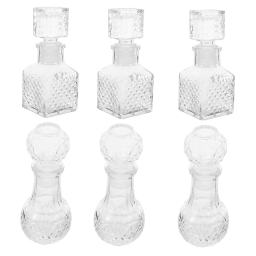 GANAZONO 6 pièces Bouteilles Décanteurs Verre Transparent pour Vin et Liqueur Scellage Aération Cadeau Élégant pour Saint-valentin et Mariage