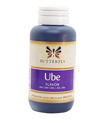 Ube Purple Yam Flavoring Paste Extract by Butterfly 2 oz (Pack of 2) + Pink Tablespoon - Product of Indonesia