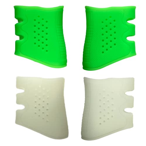 Glow In The Dark Rubber Pistol Grip Sleeves For Glock 17-48 Standard/Compact Models - Best Of Tactical Grips For Glock 43X Accessories & Glock 19X Accessories - 3 Item Glock Grip Sleeve Grips Bundle #TOP4