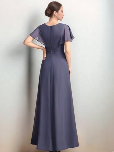 RunaCelle Chiffon Mother of The Bride Dresses 2025 Flutter Sleeve Wedding Guest Dress A Line Ruched Long Formal Evening Gowns4