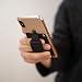 Produktbild mogdi Premium Leder Smartphone Kartenhalter Kartenfach RFID Blocker Ständer Halterung Handy Wallet Kartenetui Handyhülle smart Handyständer Griff Damen o Herren (schwarz)