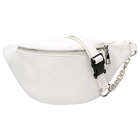 Bestenrose Zipper Bum Bag PU Leather Fanny Waist Pack Fanny Packs Outdoor Travel Money Hip Pouch (White) Cover