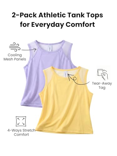 Image of WELAKEN Girls' Athletic Tank Top - Mesh Open Back Sleeveless Sports Shirt for Active Kids,Black,4T