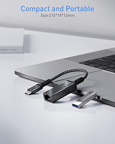 USB C Ethernet Adapter,Maxonar USB C LAN Adapter Thunderbolt 3/4 RJ45 Network Adapter,Aluminum Compact Design,Compatible with M2 MacBook Air/Pro,Pad Pro/Air,Dell XPS,Surface Pro 8,Galaxy Tab S8