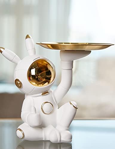SEINHIJO Astronaut Candy Dish Cookie Plates Nuts Bowl Jewelry Tray Bunny Gifts Statue Sculpture Polyresin Decor 22cm