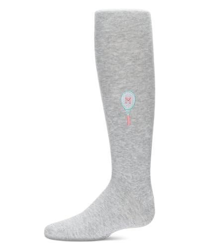 MeMoi Girls Tennis-Themed Embroidered-M Cotton-Rich Tights