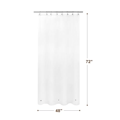 Image of Barossa Design 48 inch x 72 inch Frosted Stall Shower Curtain Liner with 3 Magnets - Waterproof PEVA Shower Liner for Small Bathroom Stall, PVC Free, Metal Grommets - Frost, 48x72