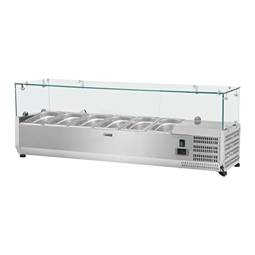 Royal Catering Saladette À Poser Table Comptoir Réfrigéré RCKV-140/33-6 (Volume Total De 40 Litres, 6 Récipients Gn 1/4, Thermostat Automatique)