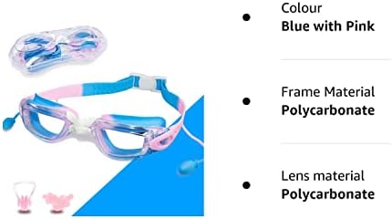 Swimming Goggles Kids 3-14 Years Old, Crystal Clear Wide Vision Toddler Goggles Set with Anti-Fog, Waterproof, UV Protection, Kids Swim Goggles for Student Children Girls Boys (Blue with Yellow)