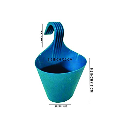 SPIRITED Hanging Pots for Plants Railing Flower Pots, Balcony Railing Vertical Hook for Home Gardening, Unbreakable Plastic Hanging Pots, Plant Containers Set, Plastic Hanging Pots Set for Garden (7)