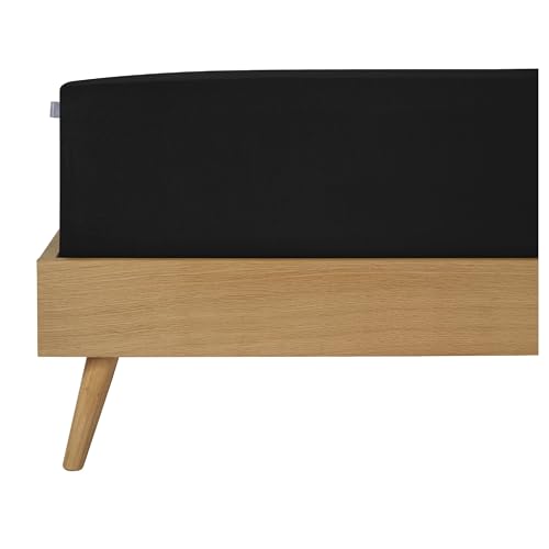 Kono Bedding Spannbettlaken - Gebürstete Mikrofaser Spannbetttuch - 30 cm Tiefe Tasche (Schwarz, 180x200cm) 4 Schiesser Spannbettlaken Edel-Jersey, 100% Baumwolle, Farbe:Schwarz, Größe:180 cm x 200 cm