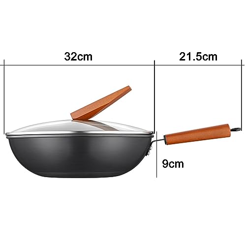 Wok de hierro 32 cm con tapa y mango de madera miniatura 7