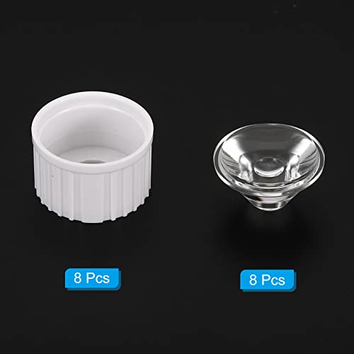 Image of PATIKIL 20mm LED Lens 45 Degree with Plastic Holder, 8 Set Acrylic Optical Lenses for 1W 3W High Power LED Light, White /Transparent