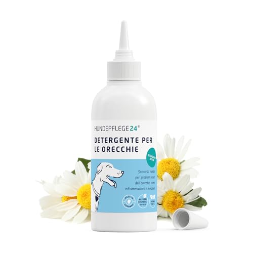 Hundepflege24 detergente Auricolare Cane ACUTO - Detergente Extra Forte per Le Orecchie del Cane Contro infiammazioni & infezioni - Pulizia Orecchie Cane/Gocce Orecchie Cani e Gatti 250ml