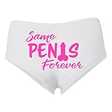 Same Penis Forever Pink Text Sexy Naughty Slutty Women's Spandex Cotton Booty Shorts, White, 2X-Large