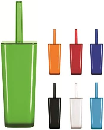 KW "Easy" Enlcosed Plastic Toilet Brush and Holder (Round Clear/White)