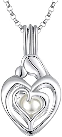 JO WISDOM Women Pearl Necklace,925 Sterling Silver Pendant Necklace with 3A Cubic Zirconia