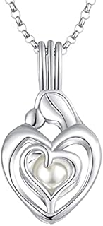 JO WISDOM Women Pearl Necklace,925 Sterling Silver Pendant Necklace with 3A Cubic Zirconia