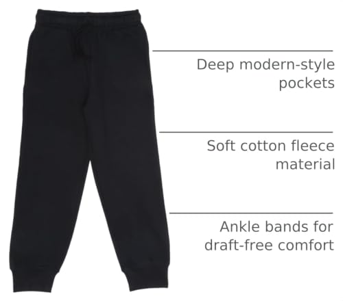 Image of EVERYDAY KIDS Girls' Cotton Fleece Sweatpants; Girls' Activewear Jogger Pants - Soft and Breathable Cotton /Poly Blend
