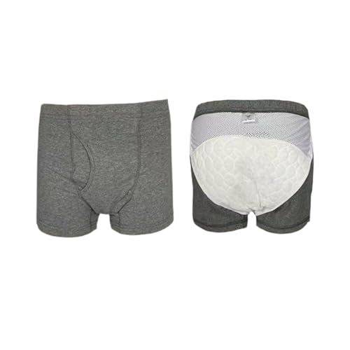1 Pair Washable Urinary Incontinence Underwear for Men, Breathable Cotton Adult Leakproof Underwear Boxer, Reusable Incontinence Protective Briefs for Light Leaks (XX-Large = Asian Size Tag 3L)