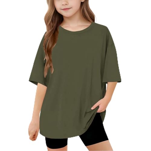Girls Short Sleeve T Shirts,Kids Teen Oversized Tshirts Girls Boys Short Sleeve Crewneck Blouse Tops Summer Casual Plain Preppy Tunic 5-15 Years
